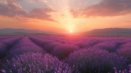 Breathtaking Lavender Fields at Sunset: Nature's Serenity