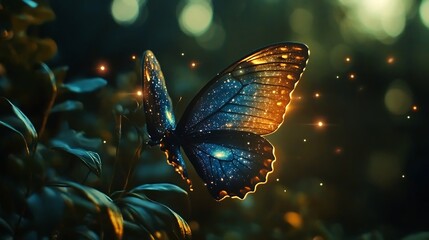 a butterfly with electric energy flowing through its wings