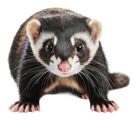 Fototapeta premium PNG A curious ferret staring intently at the camera