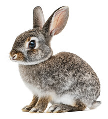 PNG Calm grey rabbit on white backdrop