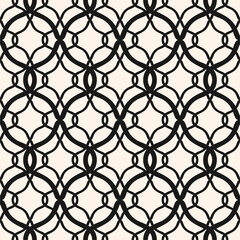 Naklejka premium Abstract geometric seamless pattern. Black and white ornament background. Vector monochrome texture with grid, lattice, mesh, lace, grating, fence, net. Modern oriental pattern. Repeated geo design