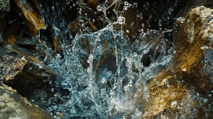 Obraz premium Close-Up of Water Splashing on Rocky Surface