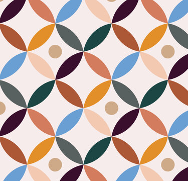 Geometric Abstract pattern illustration. Mid Century style, minimal Scandinavian Retro Decor
