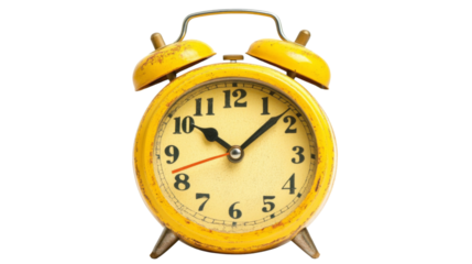 Yellow alarm clock transparent background