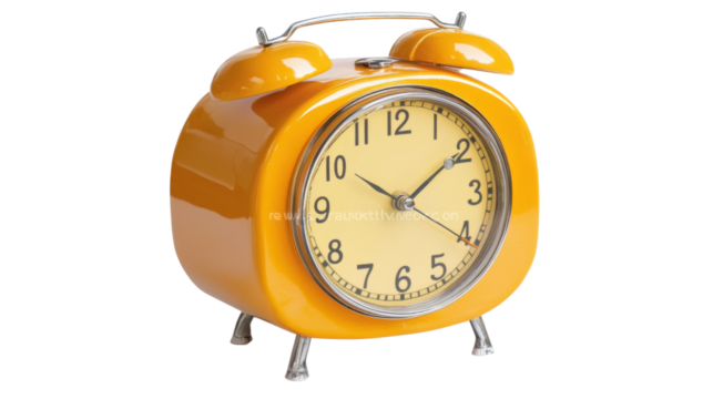 Yellow alarm clock transparent background
