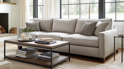 Cozy Living Room with Modern Sofa and Coffee Table