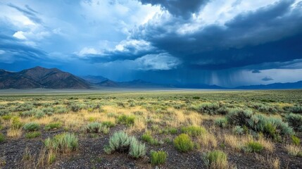 Obraz premium Serene Landscape Under Dramatic Stormy Sky