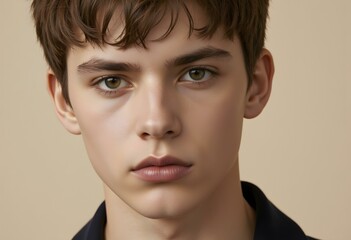 Close-Up of a Confident Young Boy's Face, Full of Determination and Potential