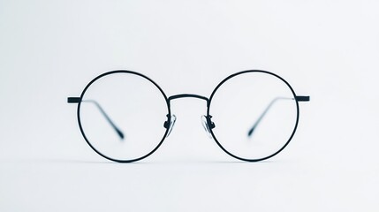 Fototapeta premium Black Round Glasses on a White Background