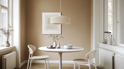 Fototapeta premium Modern Minimalist Dining Room with Natural Accents