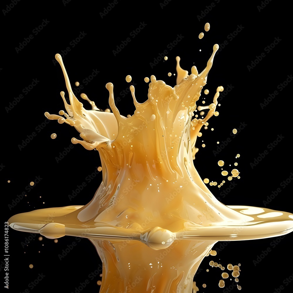 Aufkleber a dynamic splash of yellow liquid creating an artistic and vibrant visual effect.