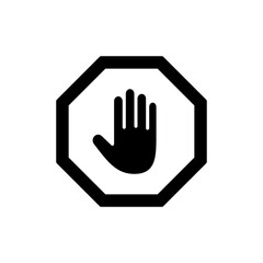 Stop icon vector. stop road sign. hand stop sign and symbol. Do not enter stop red sign with hand