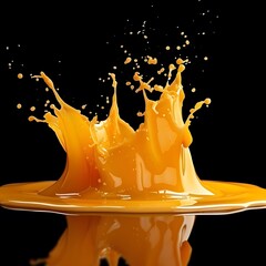 A splash of vibrant orange liquid against a black background, showcasing dynamic motion.