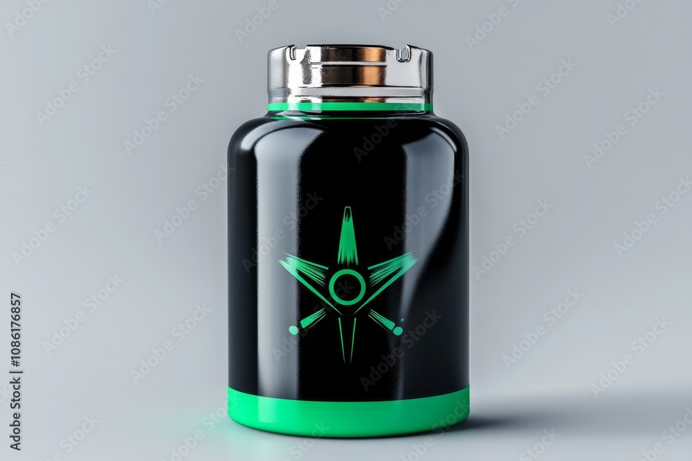 Poster A simple AA battery icon on a plain white background with a soft green accent