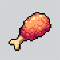 Obraz premium Pixel art illustration Fried Chicken. Pixelated Chicken. Fried Chicken fast junk food Icon pixelated for the pixel art game and icon for website and video game. old school retro.