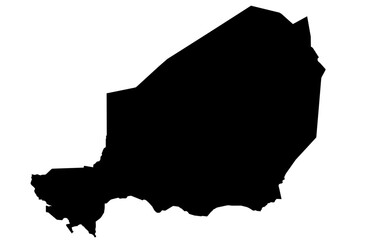 A contour map of Niger. Vector graphic illustration on a transparent background with black country's borders