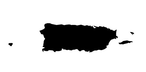 A contour map of Puerto Rico. Vector graphic illustration on a transparent background with black country's borders
