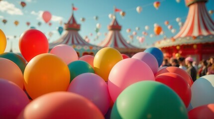Colorful Balloons at Funfair Event Vibrant Celebration Scene