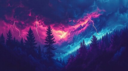 Dramatic Stormy Landscape with Vibrant Colors