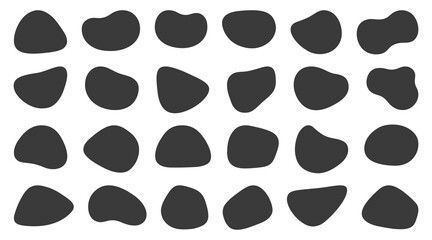 Abstract flowing liquid shapes set. Creative asymmetrical frame template. Black irregular figures. Vector illustrations.