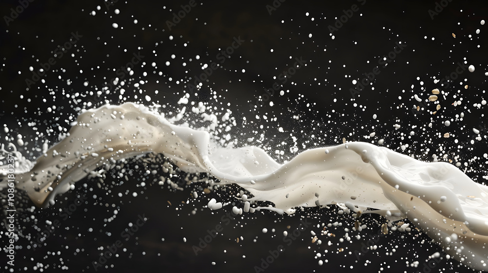 Poster a dynamic splash of liquid, creating a visually striking wave effect.