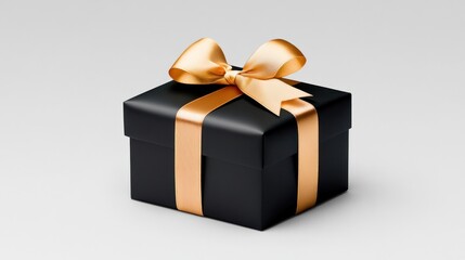 Obraz premium A black gift box with a golden ribbon, perfect for special occasions.