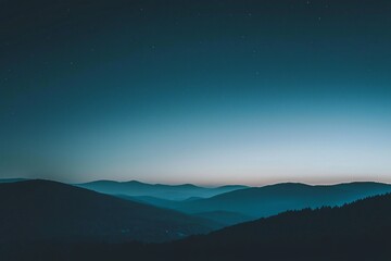 Fototapeta premium Serene Twilight Over Rolling Hills: A Quiet Landscape of Blues