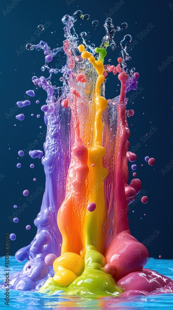 Aufkleber vibrant splash of colorful liquid creating a dynamic fountain effect.