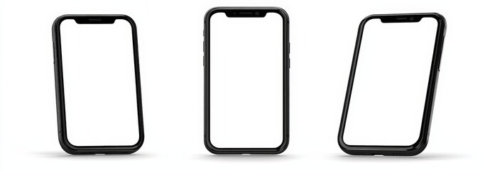 Modern Sleek Black Smartphone with Minimalist Design on White Background