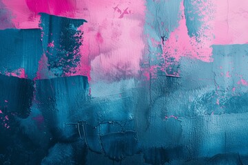 Abstract grunge background with blue and pink brush strokes, graffiti and paint splatters