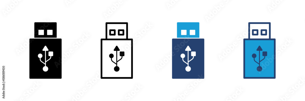 Poster usb icon vector. flash disk icon vector