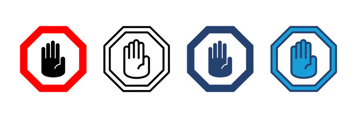 Stop icon vector. stop road sign. hand stop icon vector