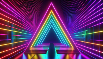 Fototapeta premium Dynamic neon light display virtual environment digital art futuristic design abstract perspective vibrant colors for seo impact