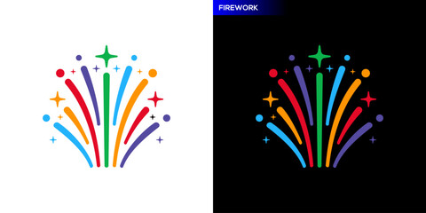 Fireworks logo. Party, New Year, Celebration. Icon symbol design template EPS 10.