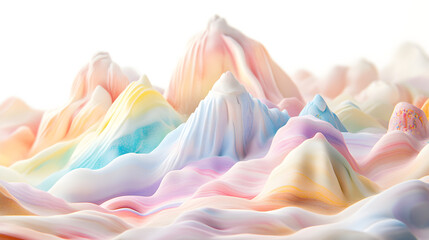 Obraz premium Pastel-colored mountains made of candy, ice cream, or desserts with surreal twists