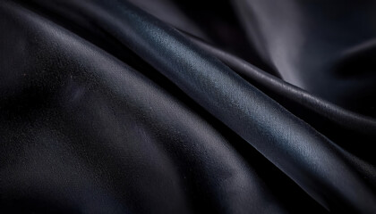 Fototapeta premium Luxurious black fabric drapery textile studio close-up photography soft textures artistic perspective elegance and opulence