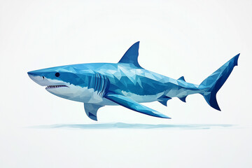 Fototapeta premium A Polygonal Great White Shark Swimming Gracefully