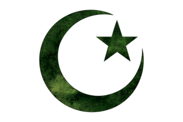 Islamic crescent,  symbol on white background