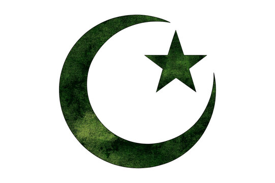 Islamic crescent,  symbol on white background