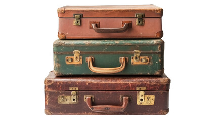 Stacked retro suitcases transparent background