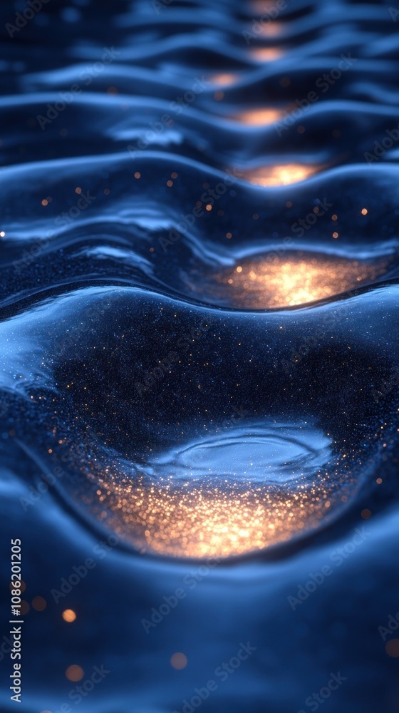 Poster abstract waves with glowing points create a mesmerizing effect.