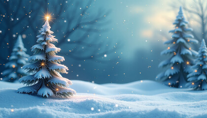 Snowy Christmas Tree Landscape