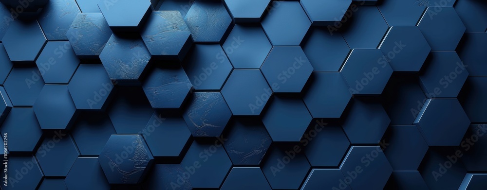 Poster Abstract Blue Hexagon Geometric Pattern Background