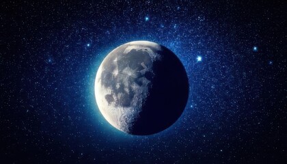Naklejka premium A close up of a moon with stars in the background