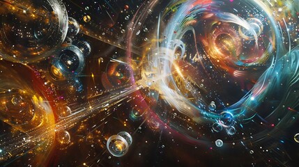 Artistic depiction of the Higgs boson field influencing the mass of elementary particles
