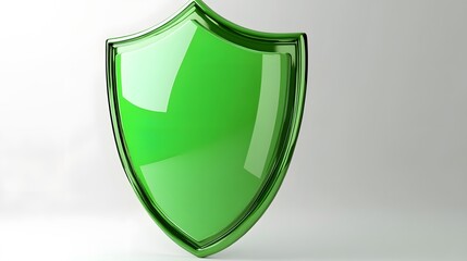 
A 3D protection concept with a shield on a white background. Green shield icon
