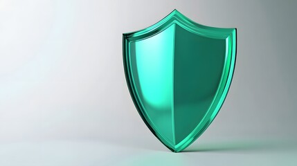 
A 3D protection concept with a shield on a white background. Green shield icon