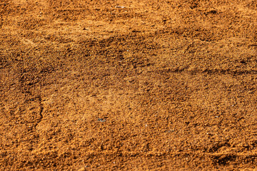 Construction photos of new baseball, softball, sports field red clay pitchers mound and infield...