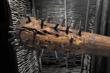A stick with steel spikes for fighting in the trenches of the First World War
