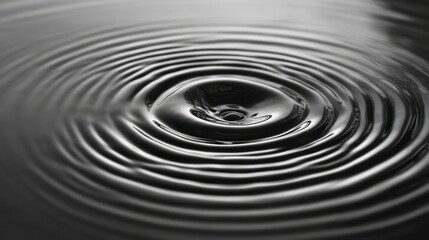 A single drop of water creates concentric ripples on a still surface.